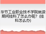 毕节工业职业技术学院就读期间挂科了怎么办呢？(挂科怎么办)