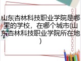 山东杏林科技职业学院是哪里的学校，在哪个城市(山东杏林科技职业学院所在地)