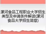 漯河食品工程职业大学招生类型及申请条件解读(漯河食品大学招生简章)