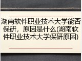 湖南软件职业技术大学能否保研，原因是什么(湖南软件职业技术大学保研原因)