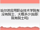 哈尔滨应用职业技术学院有没有院士，大概多少(哈职院有院士吗)