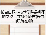 长白山职业技术学院是哪里的学校，在哪个城市(长白山职院在哪)