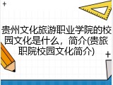贵州文化旅游职业学院的校园文化是什么，简介(贵旅职院校园文化简介)