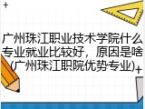 广州珠江职业技术学院什么专业就业比较好，原因是啥(广州珠江职院优势专业)