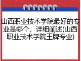 山西职业技术学院最好的专业是哪个，详细阐述(山西职业技术学院王牌专业)