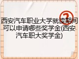 西安汽车职业大学就读期间可以申请哪些奖学金(西安汽车职大奖学金)