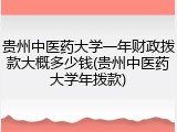 贵州中医药大学一年财政拨款大概多少钱(贵州中医药大学年拨款)