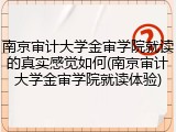 南京审计大学金审学院就读的真实感觉如何(南京审计大学金审学院就读体验)