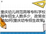 重庆幼儿师范高等专科学校每年招生人数多少，政策变动如何(重庆幼专招生政策)
