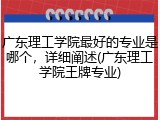 广东理工学院最好的专业是哪个，详细阐述(广东理工学院王牌专业)