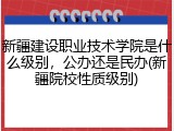 新疆建设职业技术学院是什么级别，公办还是民办(新疆院校性质级别)