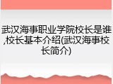 武汉海事职业学院校长是谁,校长基本介绍(武汉海事校长简介)