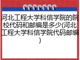 河北工程大学科信学院的院校代码和邮编是多少(河北工程大学科信学院代码邮编)