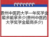 贵州中医药大学一年奖学金最多能拿多少(贵州中医药大学奖学金最高多少)