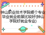 钟山职业技术学院哪个专业毕业就业前景比较好(钟山学院好就业专业)