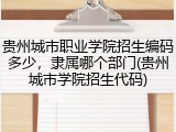 贵州城市职业学院招生编码多少，隶属哪个部门(贵州城市学院招生代码)