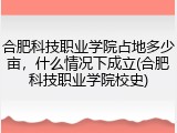 合肥科技职业学院占地多少亩，什么情况下成立(合肥科技职业学院校史)