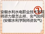 安徽水利水电职业技术学院师资力量怎么样，名气如何(安徽水利学院师资名气)