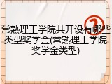 常熟理工学院共开设有哪些类型奖学金(常熟理工学院奖学金类型)