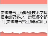 安徽电气工程职业技术学院招生编码多少，隶属哪个部门(安徽电气招生编码部门)