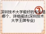深圳技术大学最好的专业是哪个，详细阐述(深圳技术大学王牌专业)