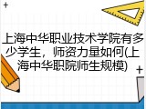 上海中华职业技术学院有多少学生，师资力量如何(上海中华职院师生规模)
