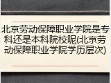 北京劳动保障职业学院是专科还是本科院校呢(北京劳动保障职业学院学历层次)