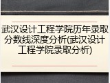 武汉设计工程学院历年录取分数线深度分析(武汉设计工程学院录取分析)