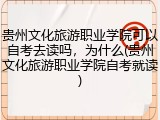 贵州文化旅游职业学院可以自考去读吗，为什么(贵州文化旅游职业学院自考就读)