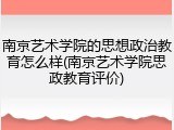 南京艺术学院的思想政治教育怎么样(南京艺术学院思政教育评价)