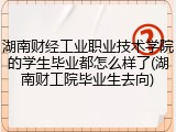 湖南财经工业职业技术学院的学生毕业都怎么样了(湖南财工院毕业生去向)