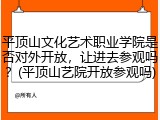 平顶山文化艺术职业学院是否对外开放，让进去参观吗？(平顶山艺院开放参观吗)