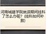 河南城建学院就读期间挂科了怎么办呢？(挂科如何补救)