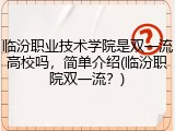 临汾职业技术学院是双一流高校吗，简单介绍(临汾职院双一流？)