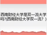 西南财经大学是双一流大学吗?(西南财经大学双一流？)