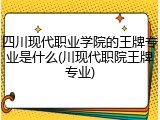 四川现代职业学院的王牌专业是什么(川现代职院王牌专业)