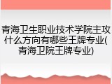 青海卫生职业技术学院主攻什么方向有哪些王牌专业(青海卫院王牌专业)