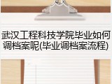 武汉工程科技学院毕业如何调档案呢(毕业调档案流程)