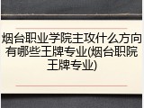 烟台职业学院主攻什么方向有哪些王牌专业(烟台职院王牌专业)