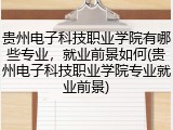 贵州电子科技职业学院有哪些专业，就业前景如何(贵州电子科技职业学院专业就业前景)