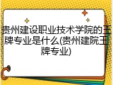 贵州建设职业技术学院的王牌专业是什么(贵州建院王牌专业)
