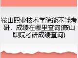 鞍山职业技术学院能不能考研，成绩在哪里查询(鞍山职院考研成绩查询)