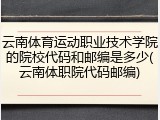 云南体育运动职业技术学院的院校代码和邮编是多少(云南体职院代码邮编)