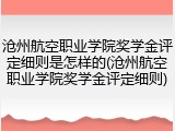 沧州航空职业学院奖学金评定细则是怎样的(沧州航空职业学院奖学金评定细则)