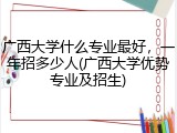 广西大学什么专业最好，一年招多少人(广西大学优势专业及招生)