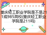 重庆轻工职业学院是不是211或985高校(重庆轻工职业学院是211吗)