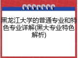 黑龙江大学的普通专业和特色专业详解(黑大专业特色解析)