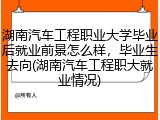 湖南汽车工程职业大学毕业后就业前景怎么样，毕业生去向(湖南汽车工程职大就业情况)