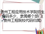 贵州工程应用技术学院招生编码多少，隶属哪个部门(贵州工程院校代码归属)