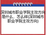 深圳城市职业学院主攻方向是什么，怎么样(深圳城市职业学院主攻方向)
